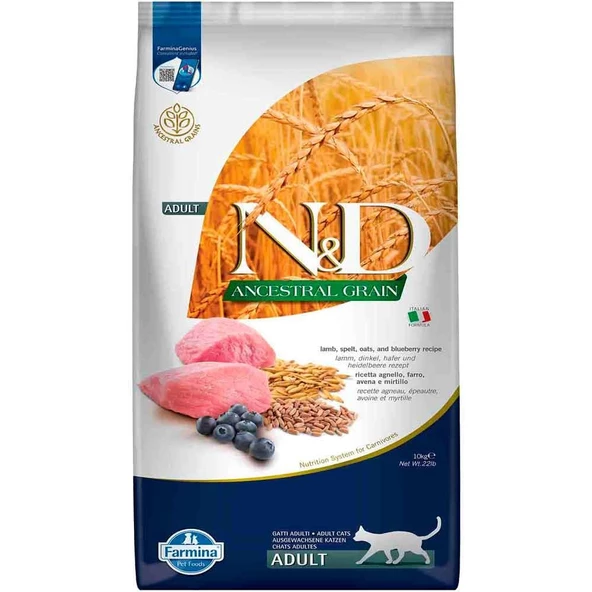 ND Kedi Maması Düşük Tahıllı Kuzu Etli ve Yaban Mersinli 10 Kg ürün görseli 1