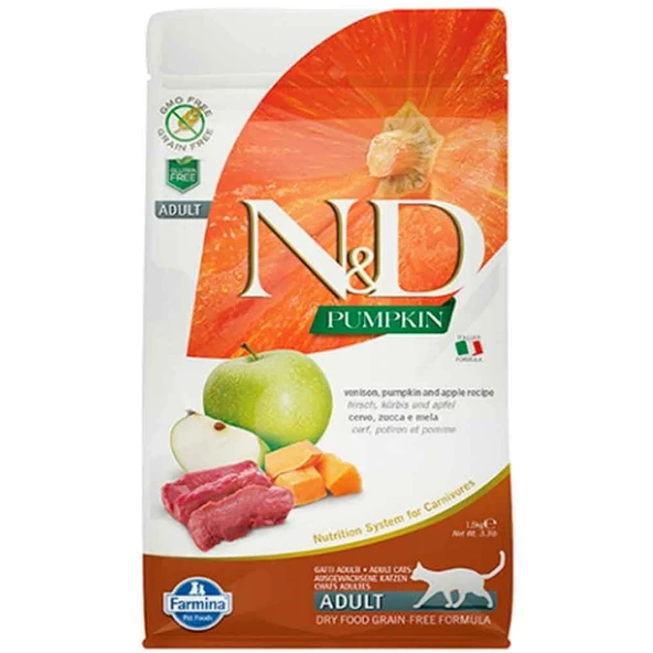 N&D Kedi Maması Balkabaklı Geyik Etli Elmalı 1,5 Kg ürün görseli 1