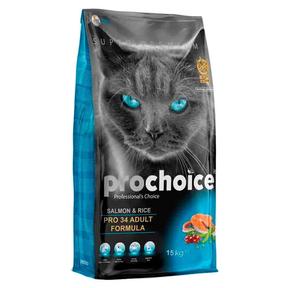 Prochoice Pro 34 Somonlu ve Pirinçli Kedi Maması 15 Kg ürün görseli 1