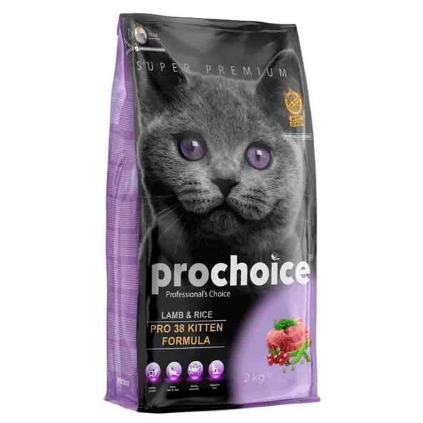 Prochoice Pro 38 Kuzulu ve Pirinçli Yavru Kedi Maması 2 kg ürün görseli 1