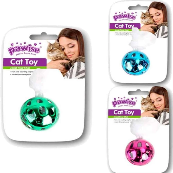 Pawise Çıngıraklı Ve Tüylü Metalik Kedi Oyun Topu ürün görseli 1