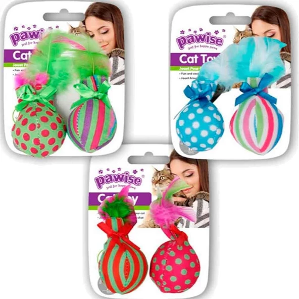 Pawise Catnipli Tüylü Top Kedi Oyuncağı 10 cm ürün görseli 1