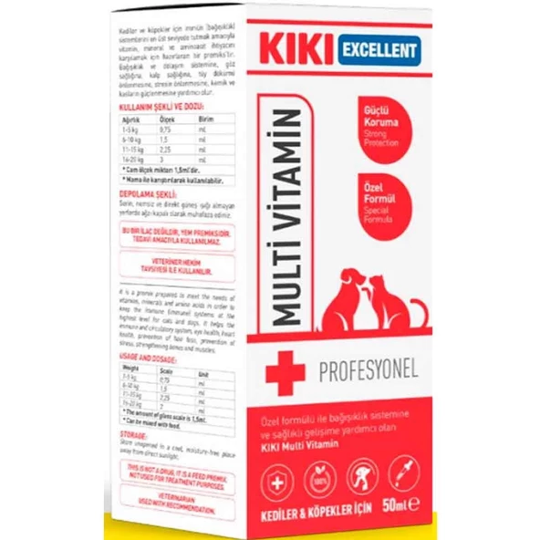 KIKI Excellent Kedi ve Köpek İçin Multi Vitamin Şurup 50 ml ürün görseli 1