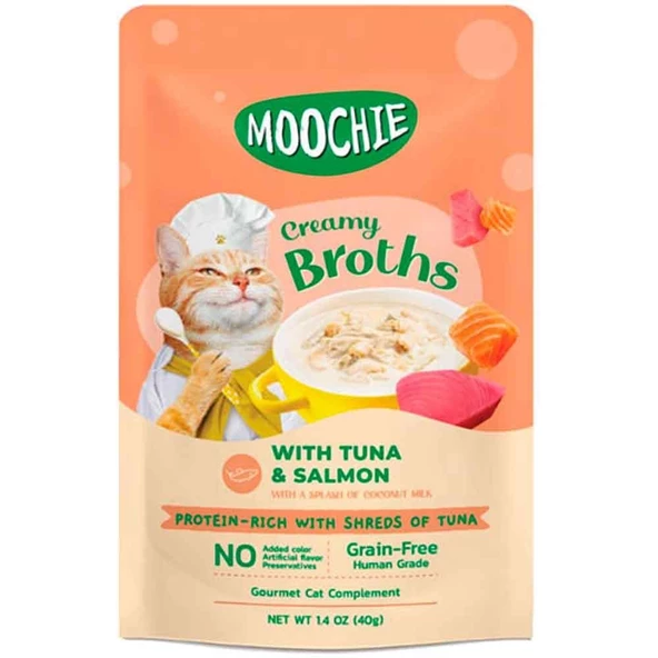 Moochie Kedi Çorbası Parça Ton Balığı Somon Tahılsız 40 Gr ürün görseli 1