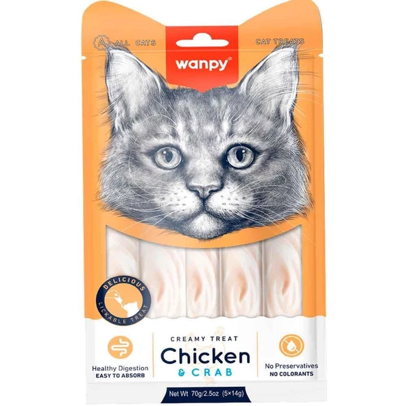 Wanpy Tavuk ve Yengeçli Likit Kedi Ödülü 4x15 Gr ürün görseli 1