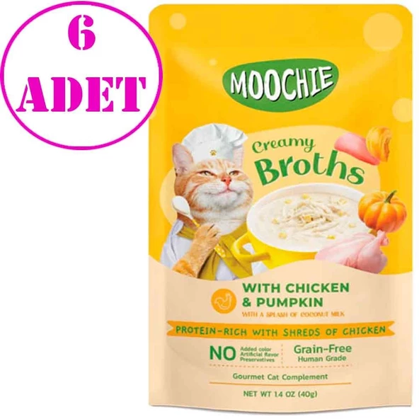 Moochie Kedi Çorbası Parça Tavuklu Balkabaklı Tahılsız 40 Gr 6 AD ürün görseli 1