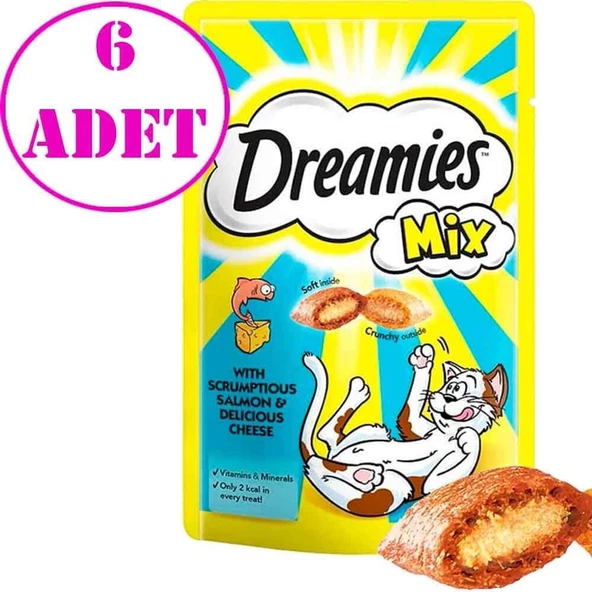 Dreamies Kedi Ödülü Mix Somonlu Peynirli 60 gr 6 AD ürün görseli 1