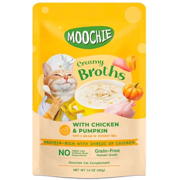 Moochie Kedi Çorbası Parça Tavuklu Balkabaklı Tahılsız 40 Gr ürün görseli 1
