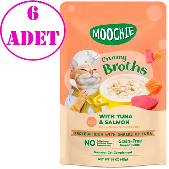 Moochie Kedi Çorbası Parça Ton Balığı Somon Tahılsız 40 Gr 6 AD ürün görseli 1