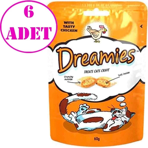 Dreamies Tavuklu Kedi Ödülü 60 gr 6 AD ürün görseli 1