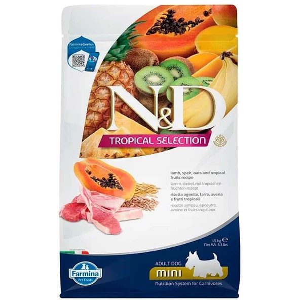 ND Tropical Meyveli Mini Irk Köpek Maması Kuzu Etli 1,5 Kg ürün görseli 1