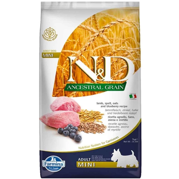 ND Natural Düşük Tahıllı Küçük Irk Köpek Maması Kuzu Etli Yaban Mersinli 7 Kg ürün görseli 1