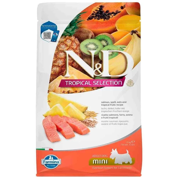 ND Tropical Meyveli Mini Irk Köpek Maması Somonlu 1,5 Kg ürün görseli 1