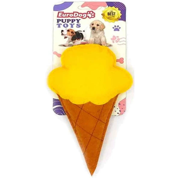 EuroDog Puppy Pet Toys Sarı Dondurma Şeklinde Köpek Oyuncağı ürün görseli 1