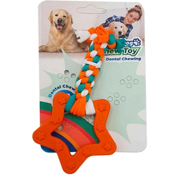 Euro Dog Plus Yıldız Şekilli Köpek Diş Kaşıma İpi Turuncu 14,5 Cm ürün görseli 1