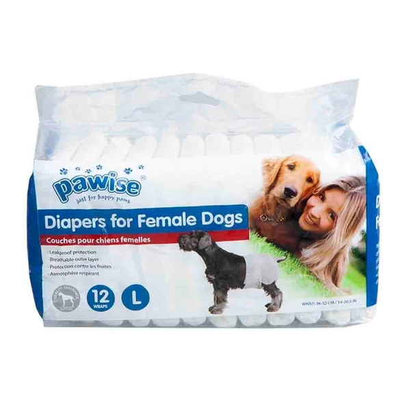 Pawise Dişi Köpek Alt Bağlama Bezi L Boy 12 Adet ürün görseli 1