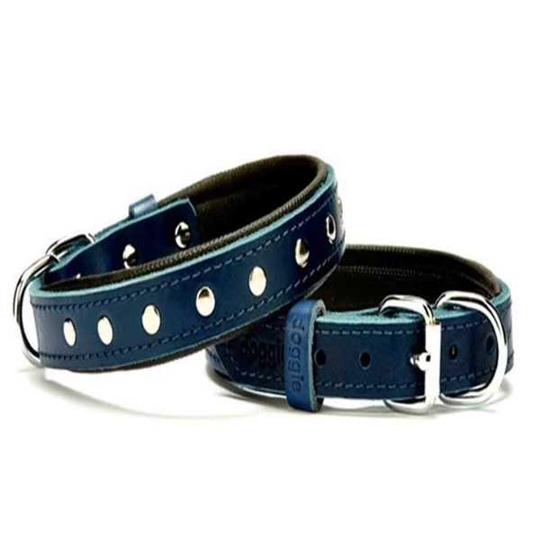 Doggie Comfort Rivet Desenli Deri Köpek Boyun Tasması SBT-2011 M Mavi ürün görseli 1