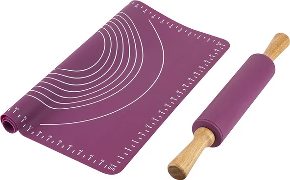 Tantitoni Vişne 2li Silikon Hamur Açma Matı ve Merdane Seti SOFT MM02V (8695835365701) ürün görseli 1