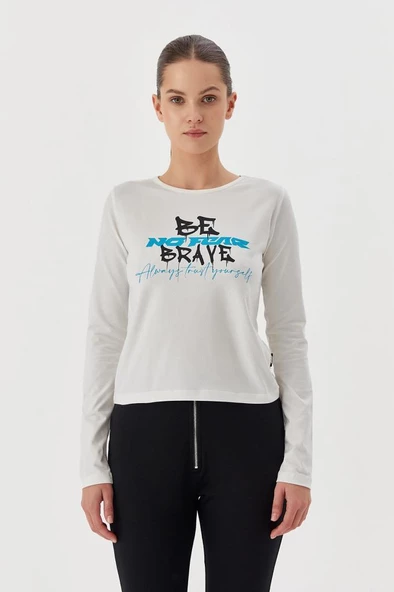 No Fear Orijinal Kadın T-shirt Uzun Kollu Beyaz ürün görseli 1