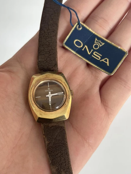 Onsa Deri Kordon Vintage Kadın Kol Saati 025 (Kutusuz) ürün görseli 1