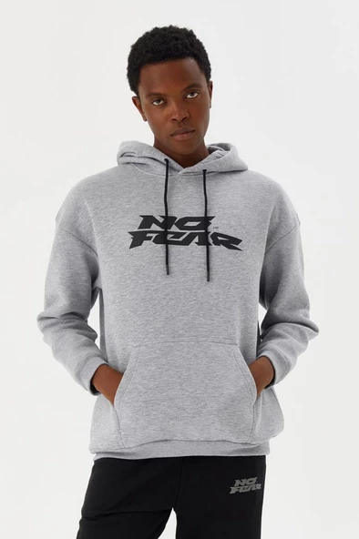No Fear Erkek Sweatshirt Kapüşonlu Gri Melanj M500271 ürün görseli 1