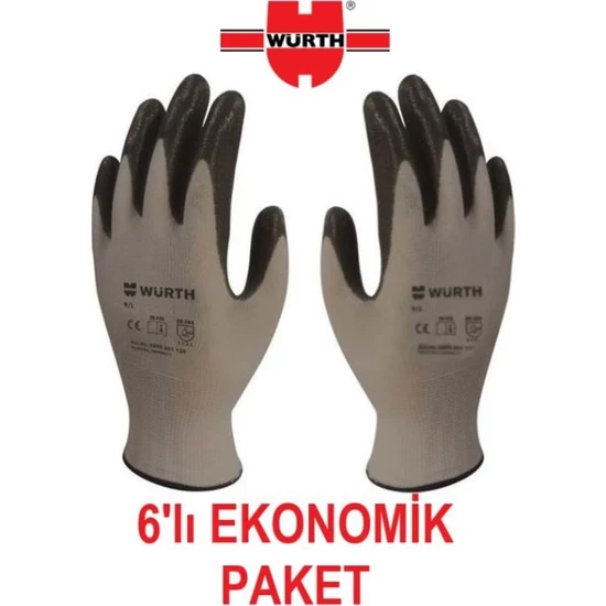 Würth Iş Güvenliği Eldiveni Mekanikçi Siyah No 9/l 6 ADET ürün görseli 1