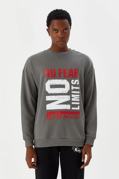 No Fear Erkek Sweatshirt Gri M500233 ürün görseli 1