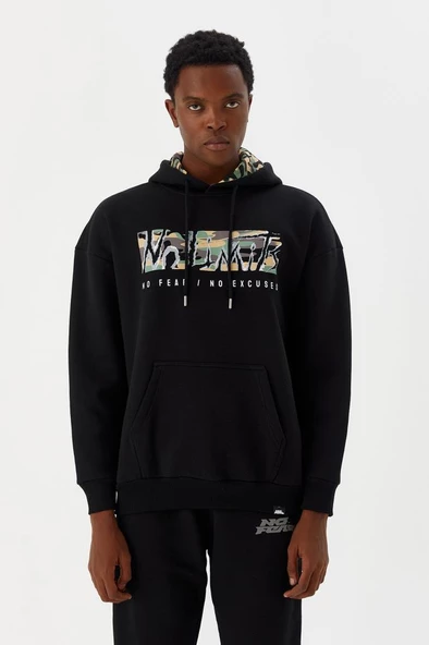 No Fear Erkek Sweatshirt Kapüşonlu Siyah M500225 ürün görseli 1