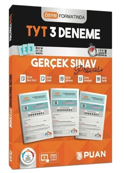 Puan Yayınları TYT 3 Deneme Gerçek Sınav Provası ürün görseli 1