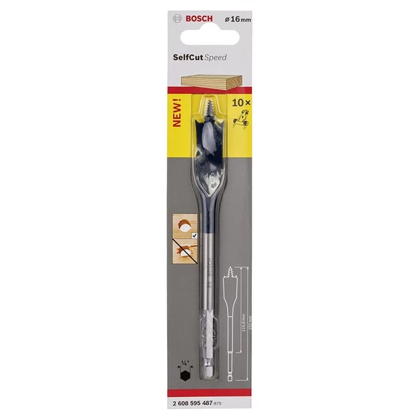 Bosch - Self Cut Speed Serisi Ahşap için Yaprak Matkap Ucu 16*152mm - 2608595487 ürün görseli 1