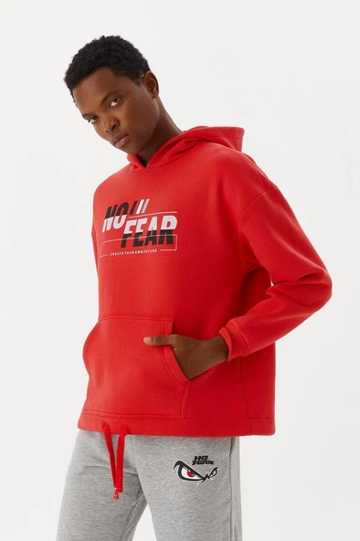 No Fear Erkek Sweatshirt Kapüşonlu Kırmızı M500243 ürün görseli 1