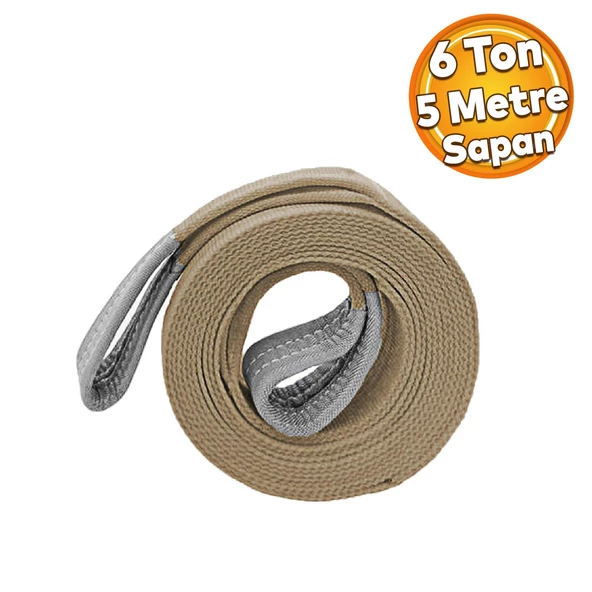 Sapan Polyester Spanzet 6 Ton 5 Metre Bronz Kahve Sağlam Yük Kaldırma Taşıma İndirme Halat ürün görseli 1