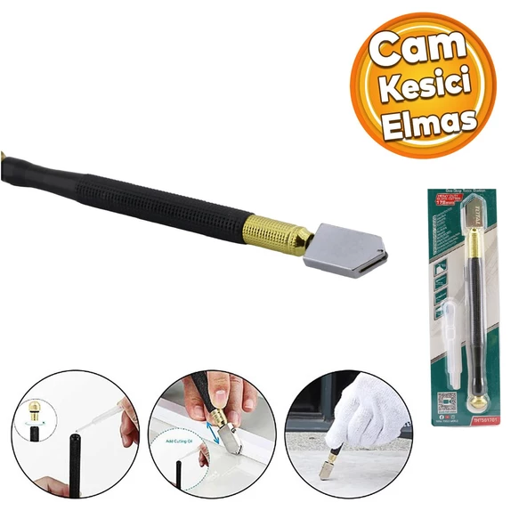 Cam Kesici Elması Yağlı 178 mm Profesyonel Kesici THT561781 Elmas Cam Kesme Tekerleği Kiti ürün görseli 1
