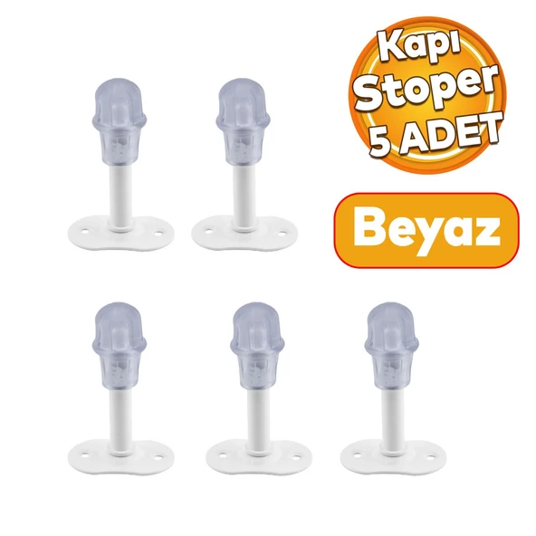 Kapı Stoperi Beyaz 8 cm Metal Kapı Tamponu Durdurucu Tutucu Kapı Stopu Silikonlu 5 Adet ürün görseli 1