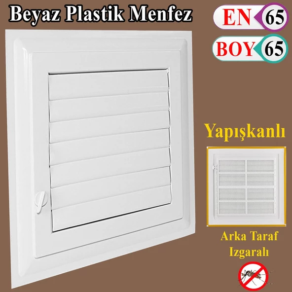 Menfez Banyo Wc Tuvalet Havalandırma Plastik Panjur Beyaz 65x65 CM ürün görseli 1
