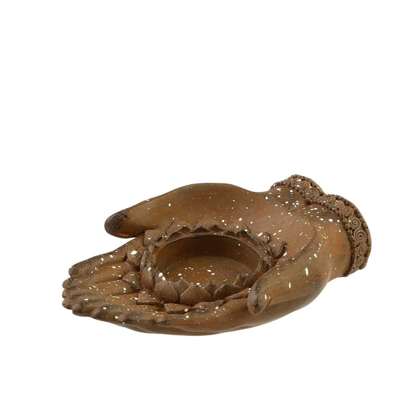 Vitale Hand Tealight Mumluk Kahverengi 14*10*2,5 CM ürün görseli 1
