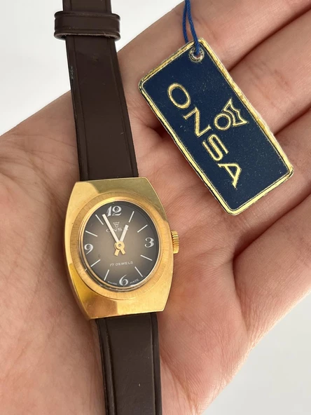 Onsa Deri Kordon Vintage Kadın Kol Saati D-066 (Kutusuz) ürün görseli 1