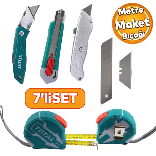 Ölçü Ve Maket Bıçağı Seti Şerit Metre Halı Kesme Maket Bıçağı Yedek Bıçak 10'lu Total TOS23037E ürün görseli 1