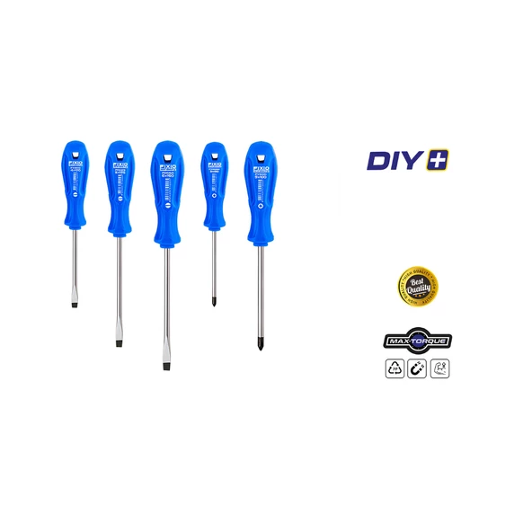 Fixio FD5000 5 Parça Tornavida Takımı/Seti (3xDüz/2xYıldız) ürün görseli 1