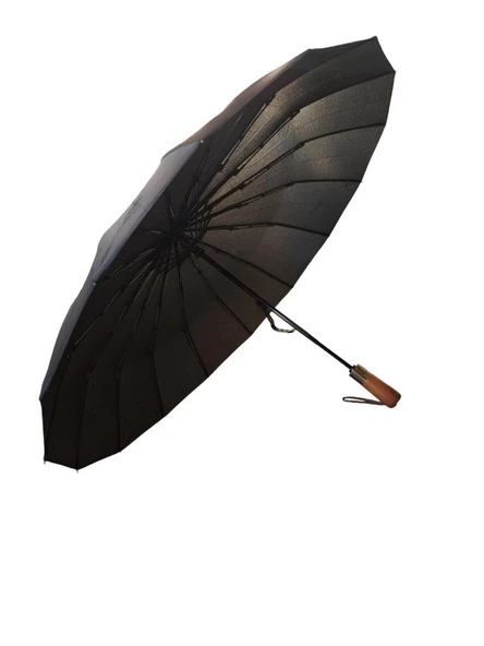16Telli Ahşapsap Premium Series Şemsiye  Siyah - Resim 8