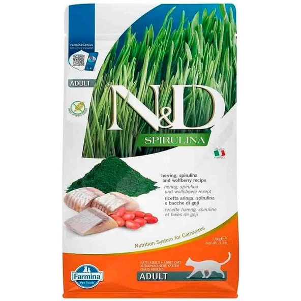 ND Spirulina Ringa Balıklı Kedi Maması 1,5 Kg ürün görseli 1