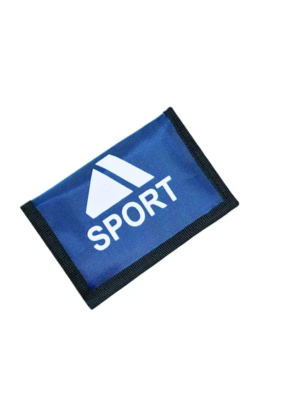 Bez Cüzdan Cırt Cırtlı Kapak Fermuarlı Para Bölme İnterpeks Kumaş Sport Baskılı LACİVERT ürün görseli 1