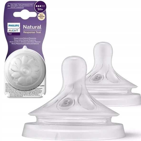 Philips Avent Natural Response 2'li Biberon Emziği, 3 Numara, 1 Ay+ ürün görseli 1