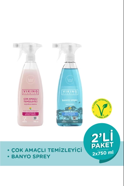 Premium 2'li (Çok Amaçlı Yüzey Temizleyici , Banyo Dağ Nanesi) Paket 750 ml x 2 Adet ürün görseli 1