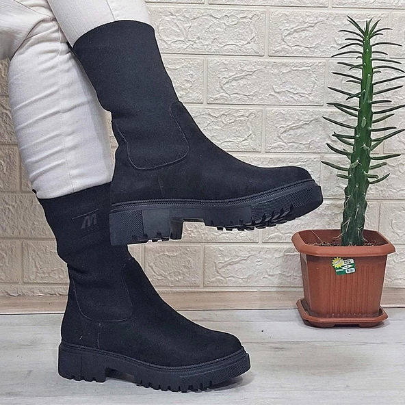M.P 2746 Siyah Süet Bilekten Lastikli 27cm Bayan Bot ürün görseli 1