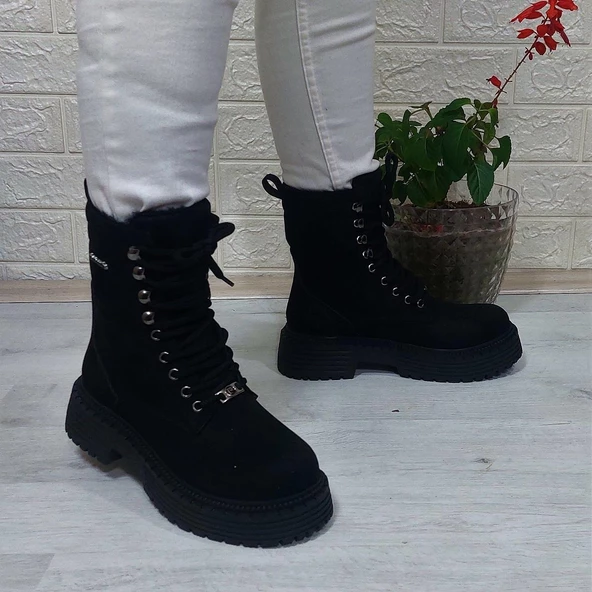 Pierre Cardin 52418 Siyah Süet İçi Kürklü Kaymaz Bayan Bot ürün görseli 1