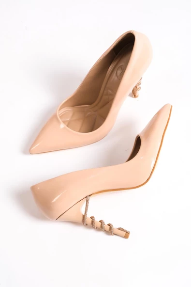 Giga Ten Rugan Taşlı Yüksek Topuklu Stiletto Abiye Ayakkabı ürün görseli 1