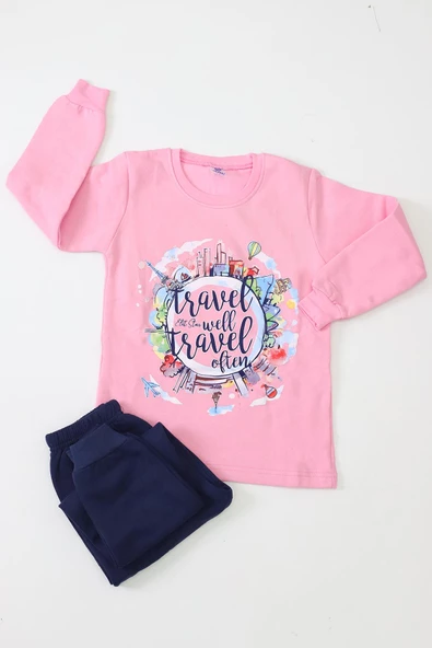 Kız Çocuk Baskılı Pijama Takımı - Resim 6