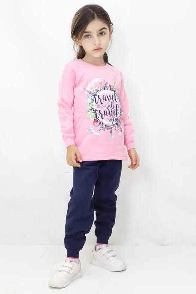 Kız Çocuk Baskılı Pijama Takımı - Resim 3