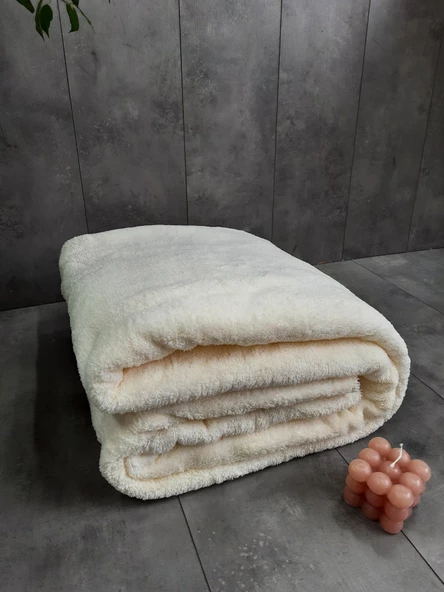 Aurora Krem Çift Kişilik Welsoft Peluş Battaniye ürün görseli 1